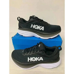 -742 Hoka Bondi 8, Black/White, Mens Running Shoes-US 10 Mens